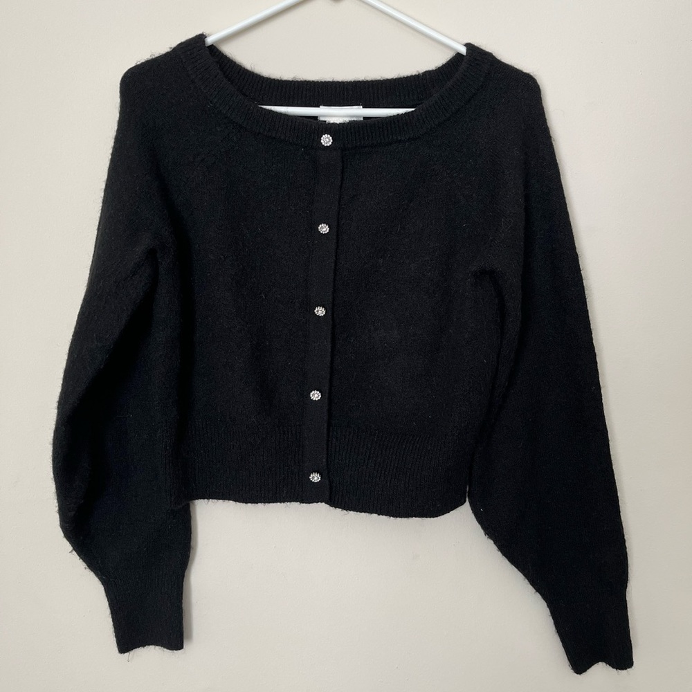 H&M Black Button Front Sweater Size Small